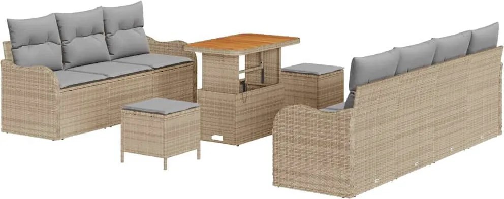vidaXL Kerti Kanapé Szett párnával 10 pcs Beige és Világosszürke