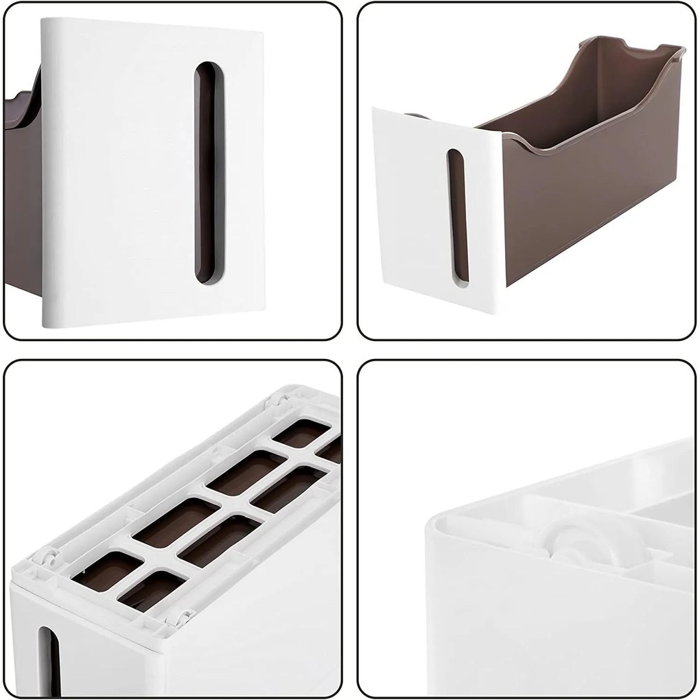 Műanyag konyhai fiókos rendszerező 4 fiókkal 45x17x83 cm, fehér-barna