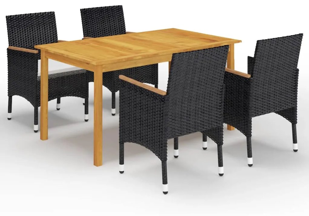 vidaXL 5 részes fekete kerti étkezőgarnitúra