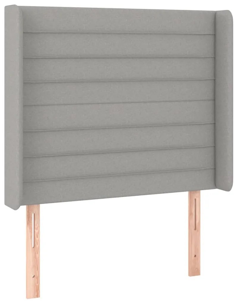 világosszürke szövet fejtámla szárnyakkal 83x16x118/128 cm