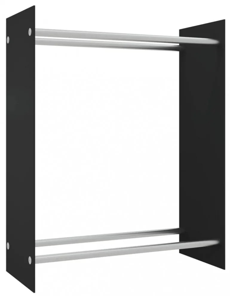 fekete edzett üveg tűzifatároló 80 x 35 x 100 cm