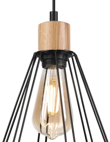 Brilagi - Csillár zsinóron WOODY BASKET 1xE27/60W/230V tölgy