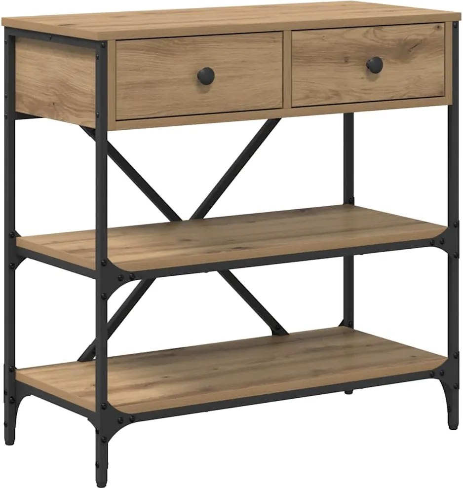 vidaXL Konzolasztal fiókkal polcokkal Barna 100 x 34,5 x 75 cm faszínű