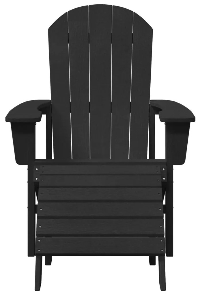 Adirondack szék lábtartókkal 2 db Fekete HDPE
