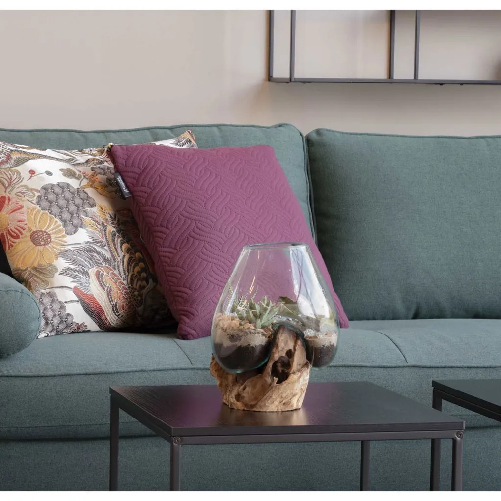 San Marino vízcsepp asztali dekoráció, teak fa/üveg, 20 cm