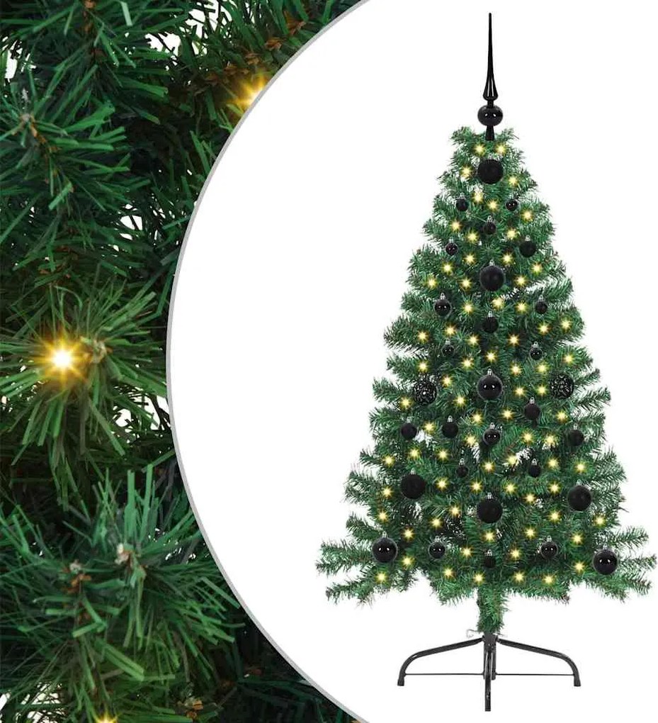 vidaXL Mesterséges, előre világított karácsonyi fa Zöld 120 cm PVC