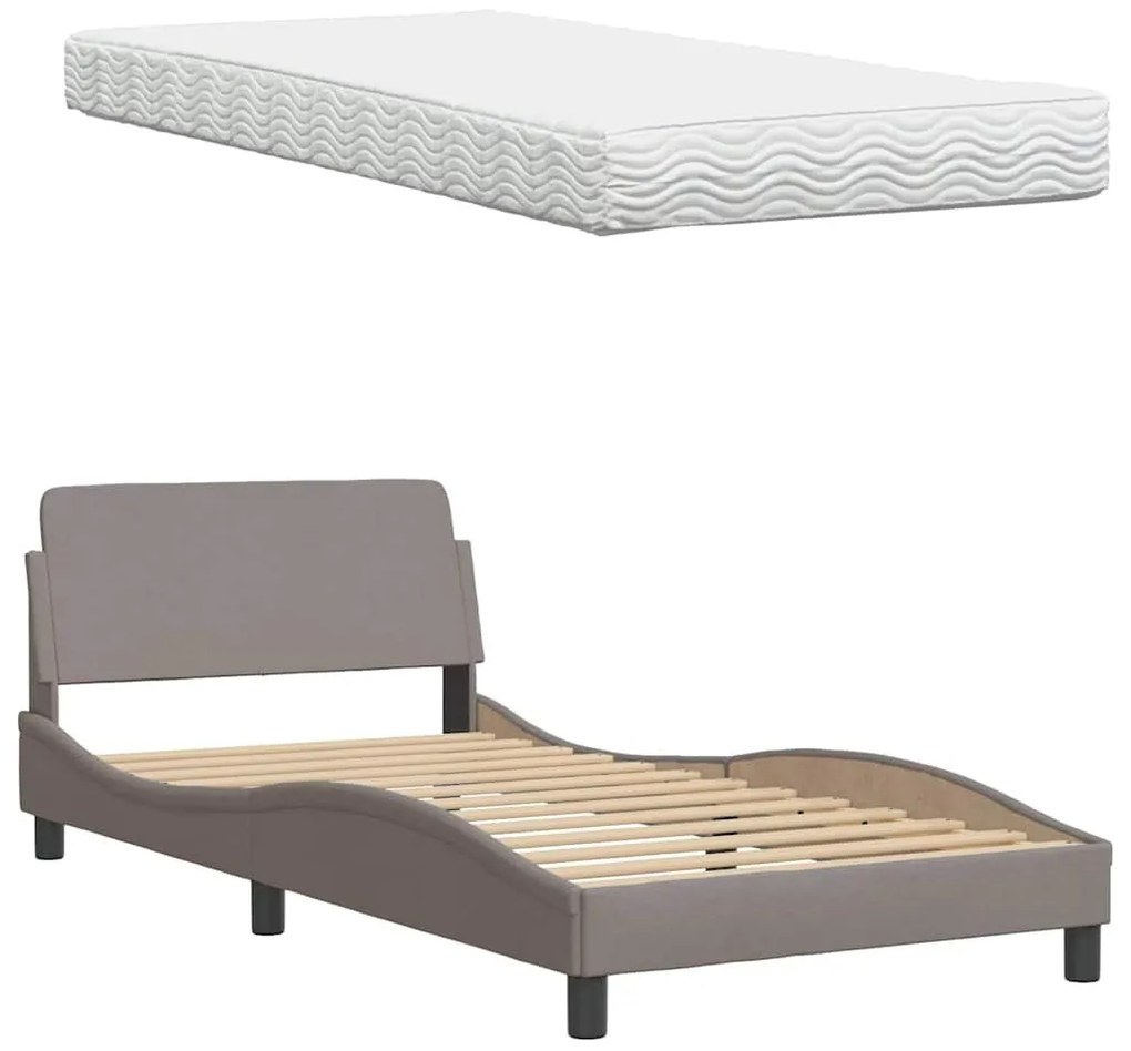 tópszínű szövet ágy matraccal 100x200 cm