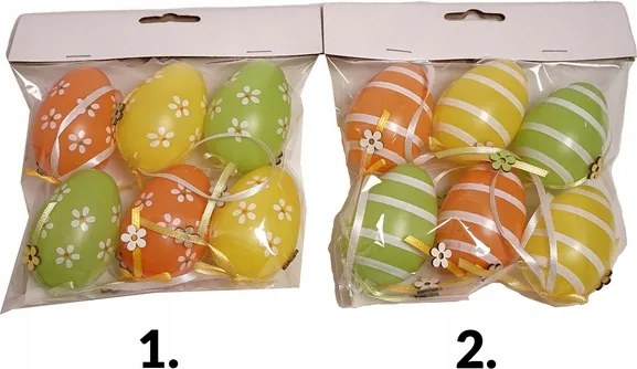 Tojás medálok 6 db 6 cm Zöld-sárga-narancssárga