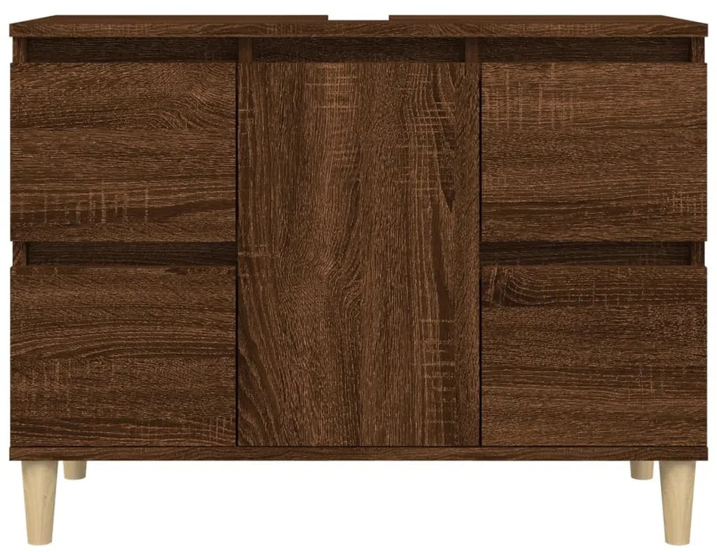 barna tölgyszínű szerelt fa mosdószekrény 80 x 33 x 60 cm