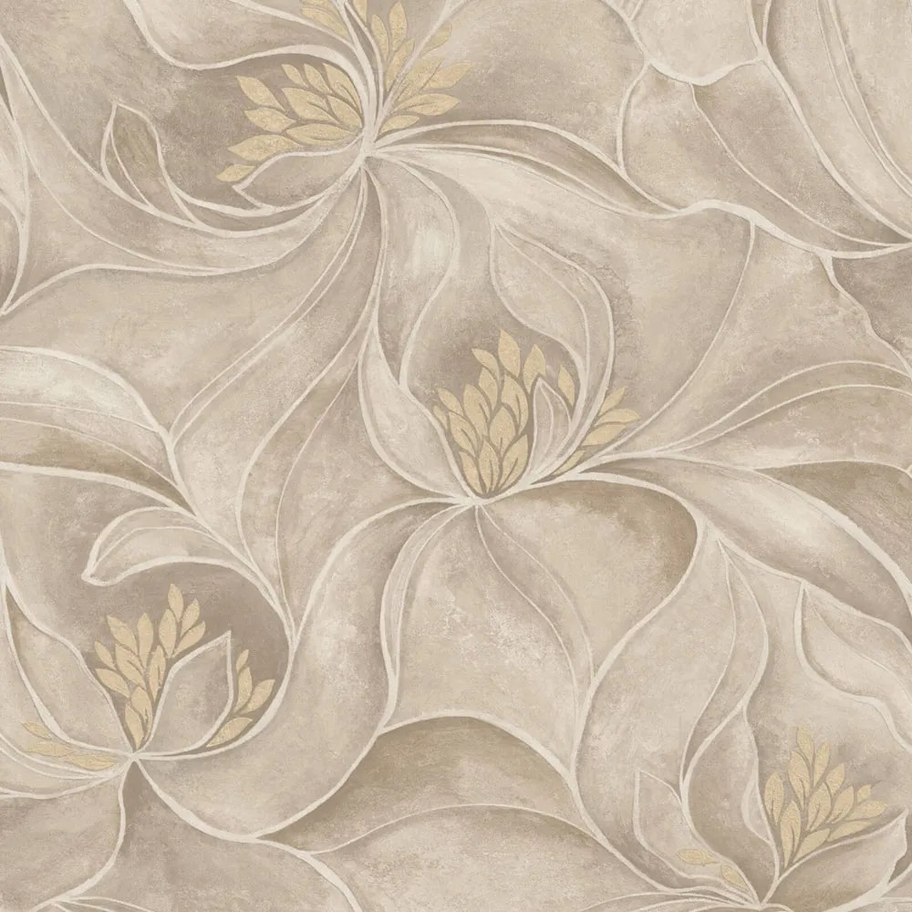 Zambaiti Parati Casa Chic Fiori arany-barna virágos texturált vlies tapéta – Z20121