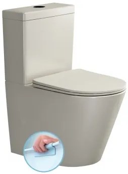 PACO RIMLESS monoblokkos WC, alsó/hátsó kifolyású, ülőke nélkül, duálgombos öblítőmechanikával, 38x61cm, elefántcsont