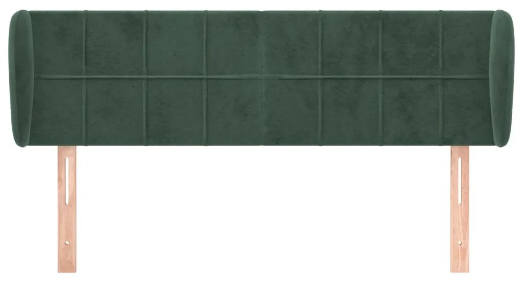 sötétzöld bársony fejtámla szárnyakkal 147x23x78/88 cm