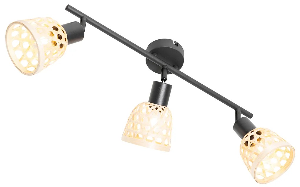 Orientális spotlámpa fekete bambusszal 3 lámpás - Rayan