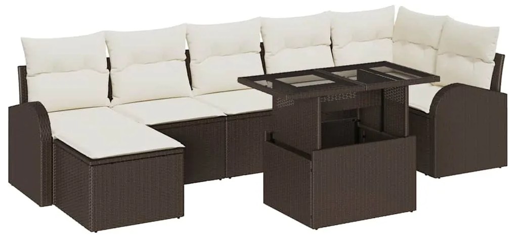 Kerti Kanapé Szett párnával 8 pcs Barna és krémszínű