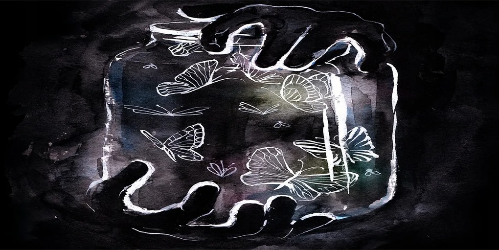 Fotótapéta üvegfalra Pillangók befőttes üvegben 140x70