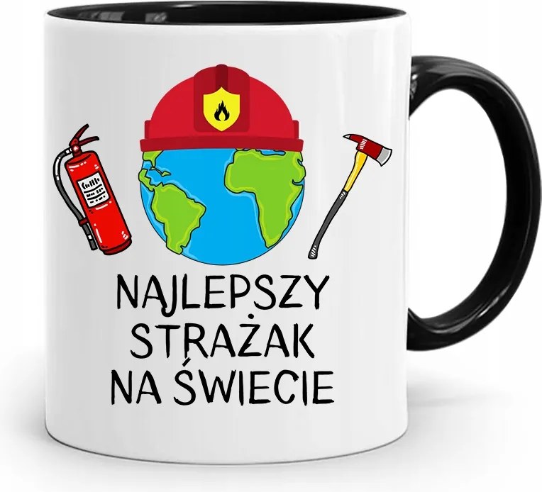 Fekete Bögre Tűzoltónak A Világ Legjobbja fényképes nyomattal