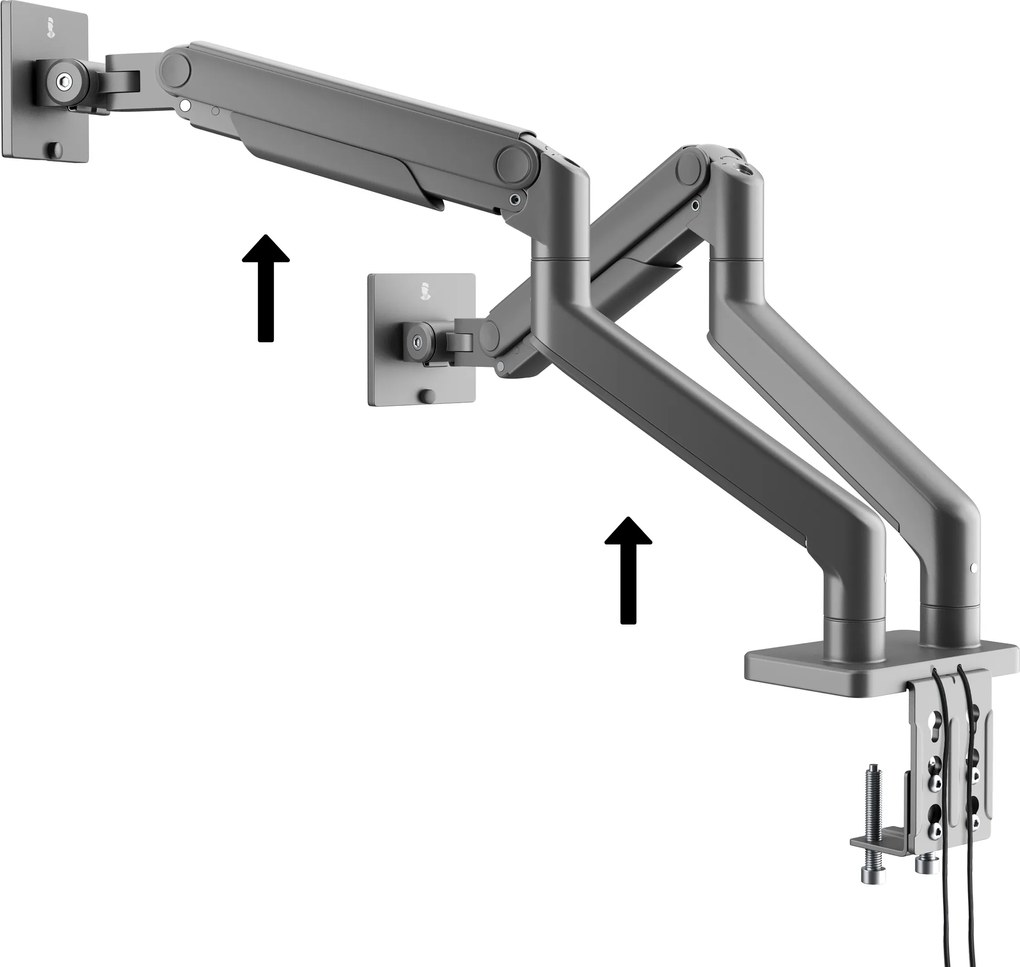 JAKE fém dupla monitorállvány, szürke