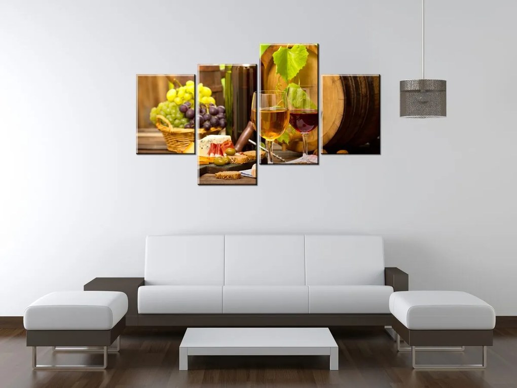 Gario Vászonkép Vörös és fehér bor - 4 részes Méret: 120 x 70 cm