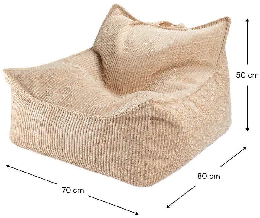 Világosbarna kordbársony gyerek babzsákfotel Chair – Wigiwama