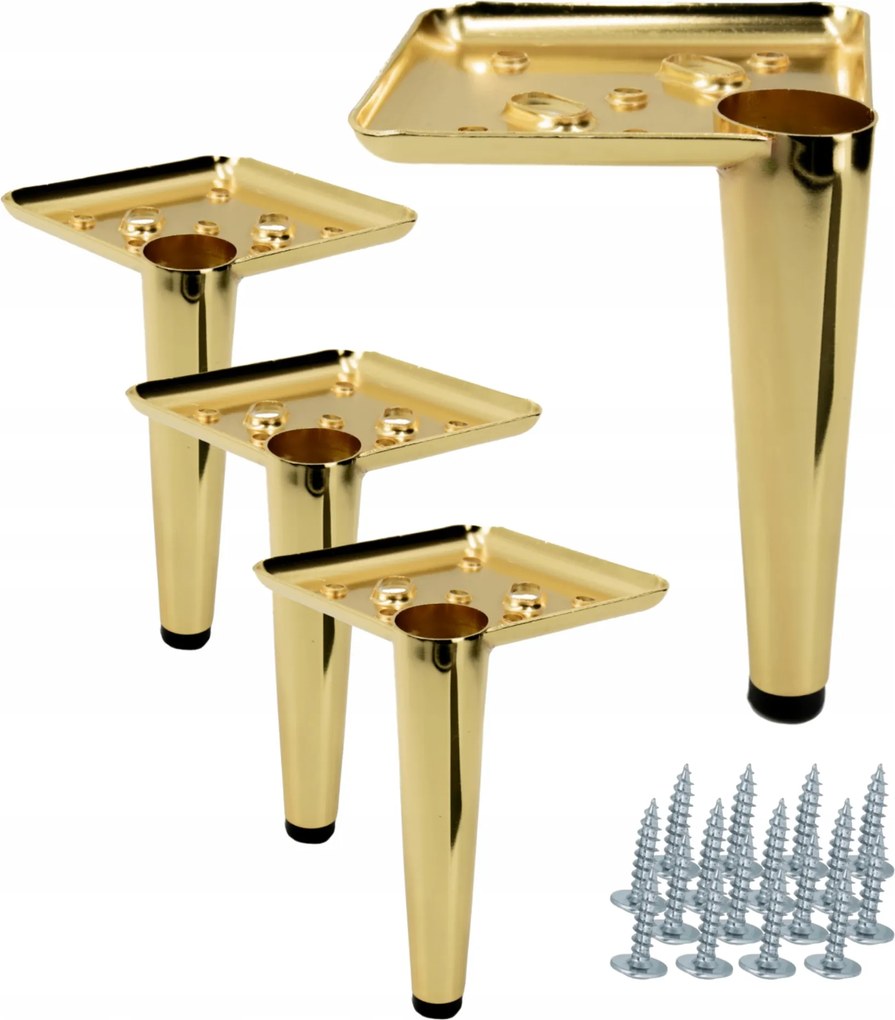 Szett 4 db bútorláb Tű arany króm, magasság 13 cm