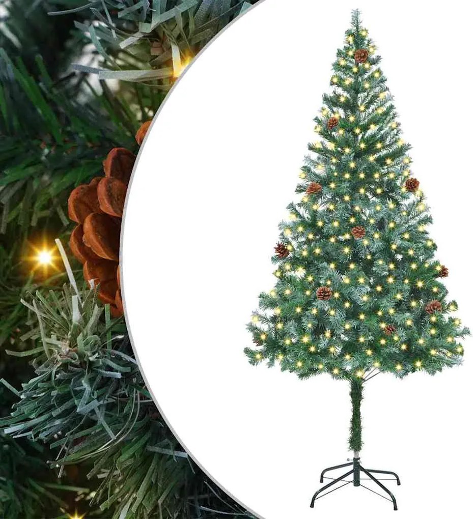 vidaXL Mű karácsonyfa 300 LED-del állvánnyal Zöld 180 cm PVC és Acél