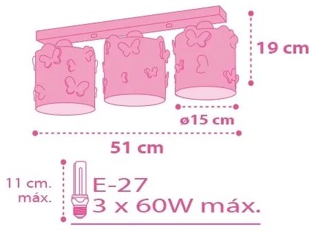 Dalber D-62143 - Gyermek mennyezeti lámpa BUTTERFLY 3xE27/60W/230V