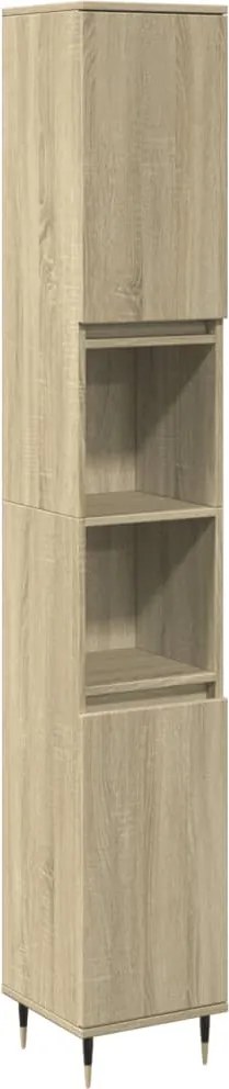 vidaXL sonoma tölgy színű szerelt fa fürdőszobaszekrény 30x30x190 cm