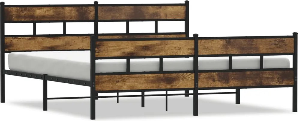 vidaXL füstös tölgy színű fém ágykeret matrac nélkül 200 x 200 cm