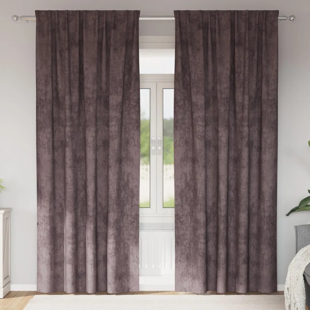 Bársonyos Függönyök 2 db Fülekkel Barna 260x140 cm