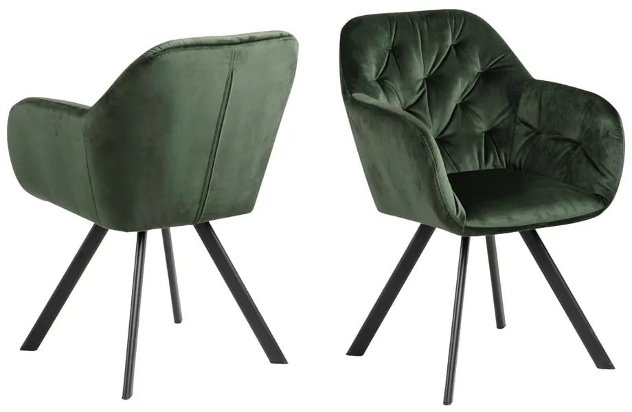 Zöld kárpitozott karfás étkezőfotel Lola – Actona