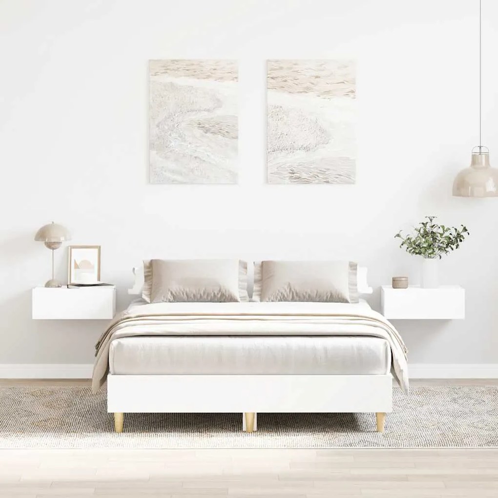 fehér szerelt fa ágykeret matrac nélkül 135 x 190 cm