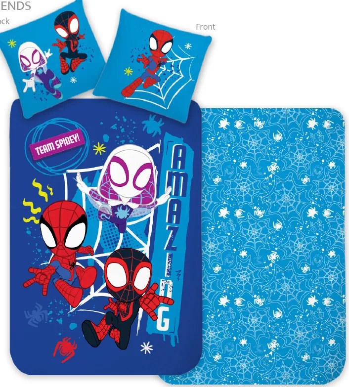 Pókember Team Spidey gyerek, ovis ágyneműhuzat 100×135 cm, 40×60 cm