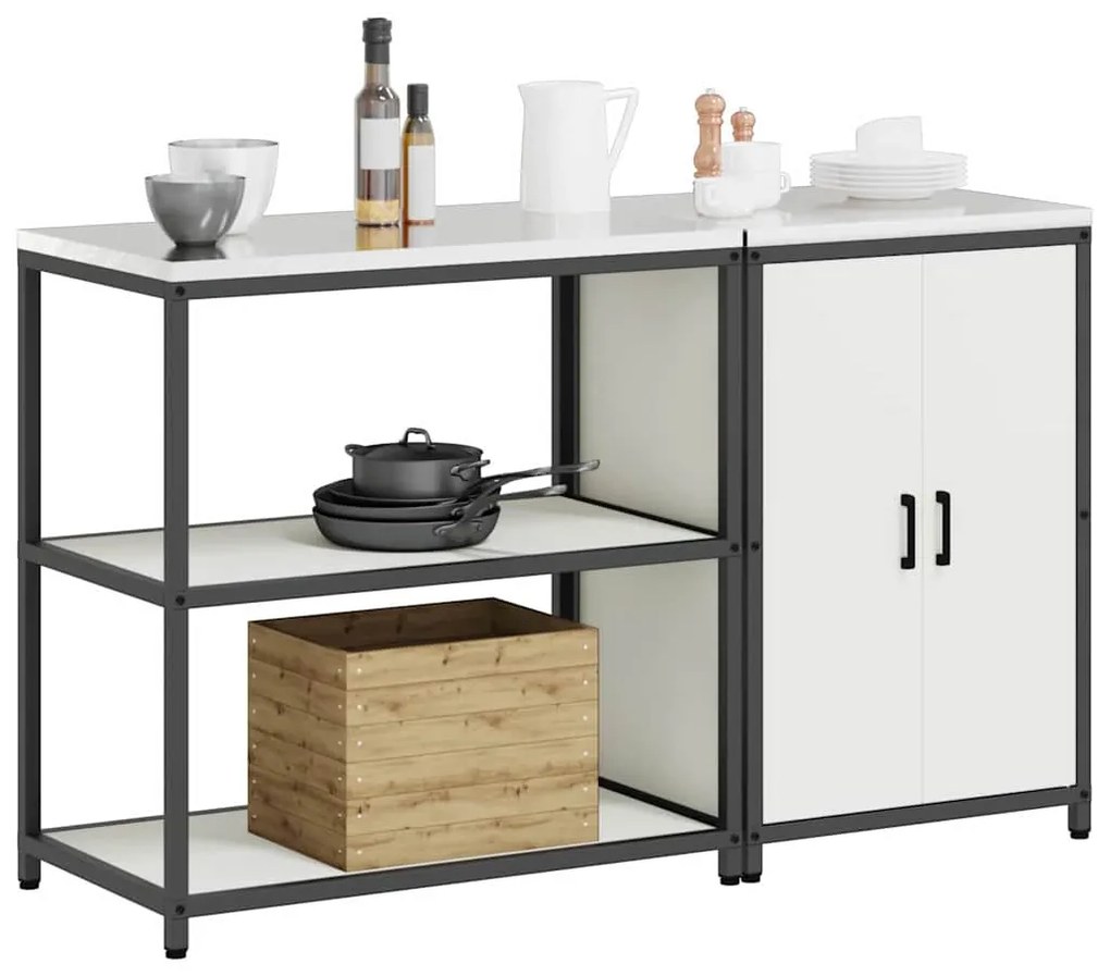 Konyhai Tároló Készlet polcokkal 2 pcs Fehér 150 x 50 x 92 cm