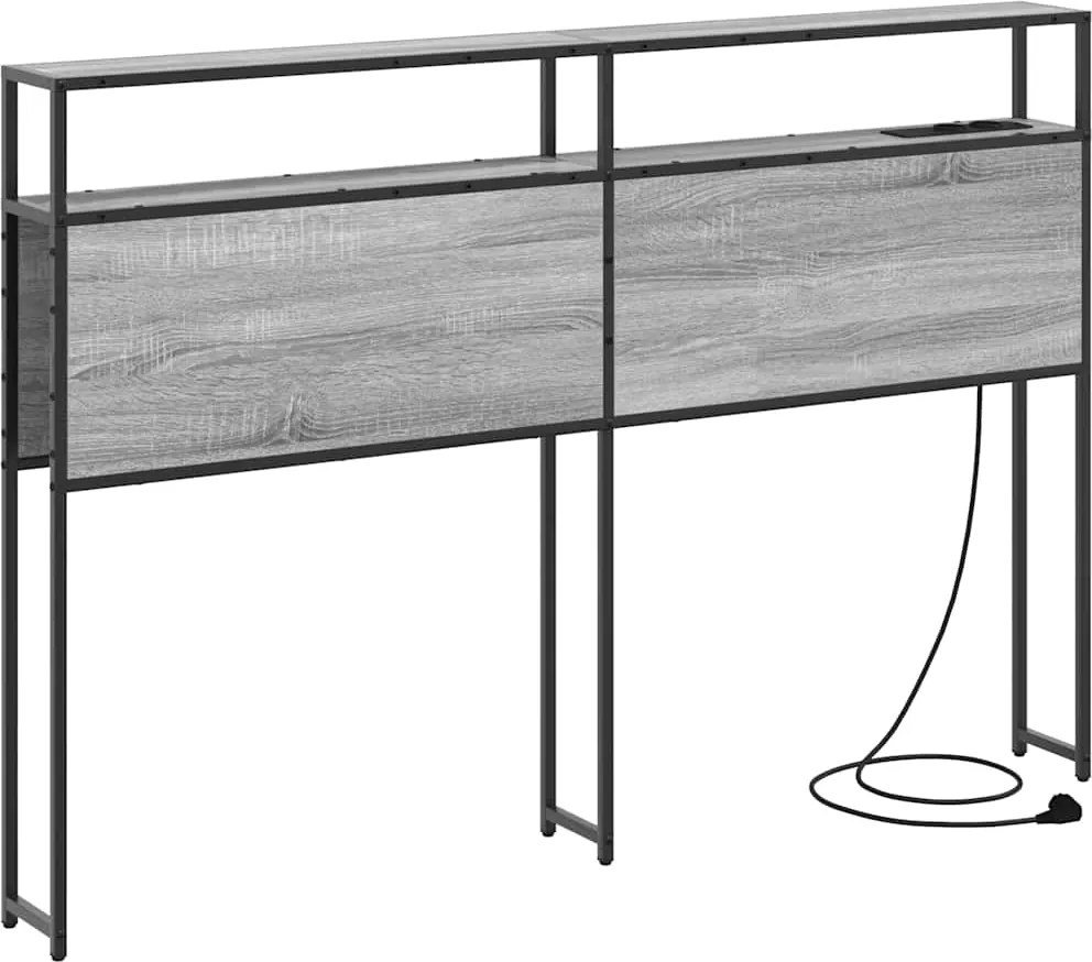 vidaXL Tároló fejtámla polcokkal Szürke sonoma 120 cm Faanyag