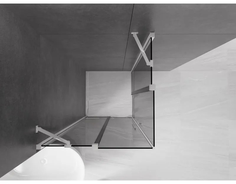 Mexen Velar Duo, zuhanykabin tolóajtóval 100 x 100 cm, 8mm szürke üveg, króm, 871-100-100-42-01