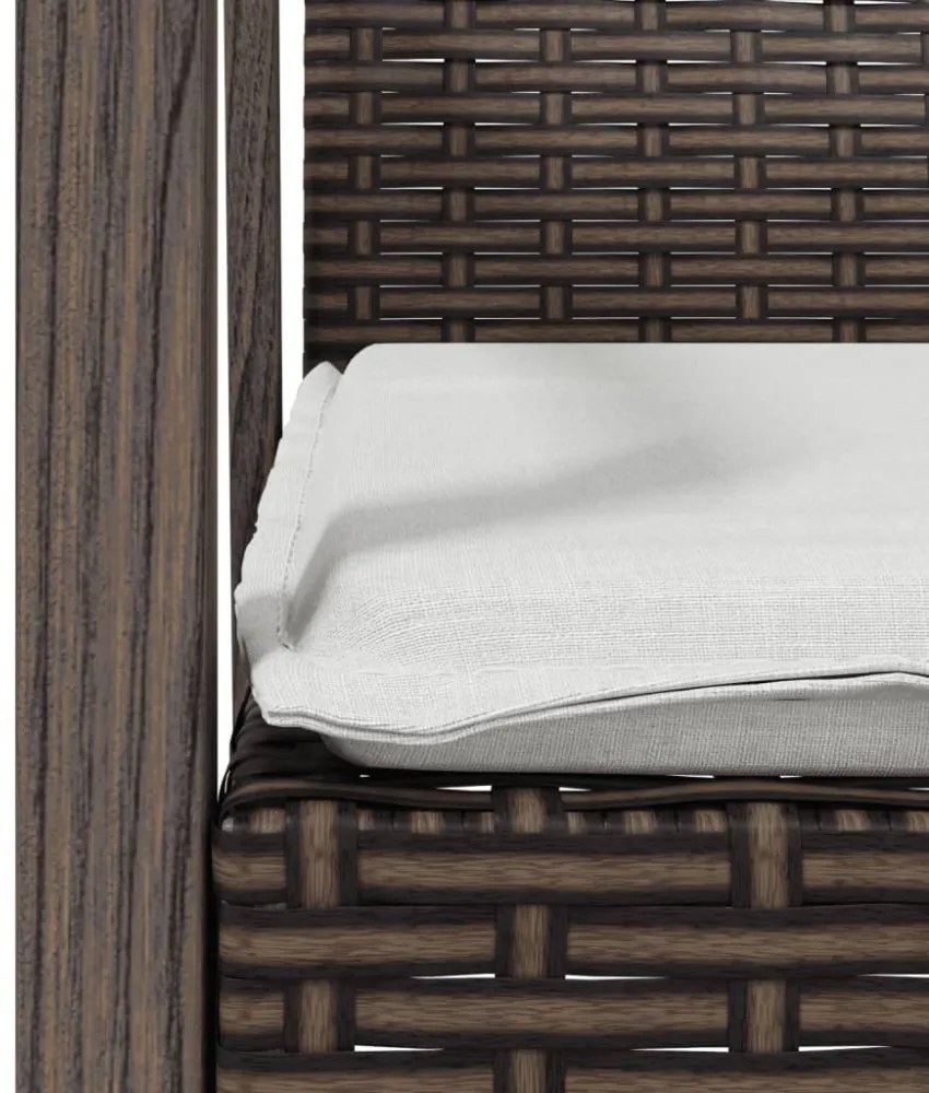 4 db barna polyrattan kerti szék párnával 56,5x57x83 cm