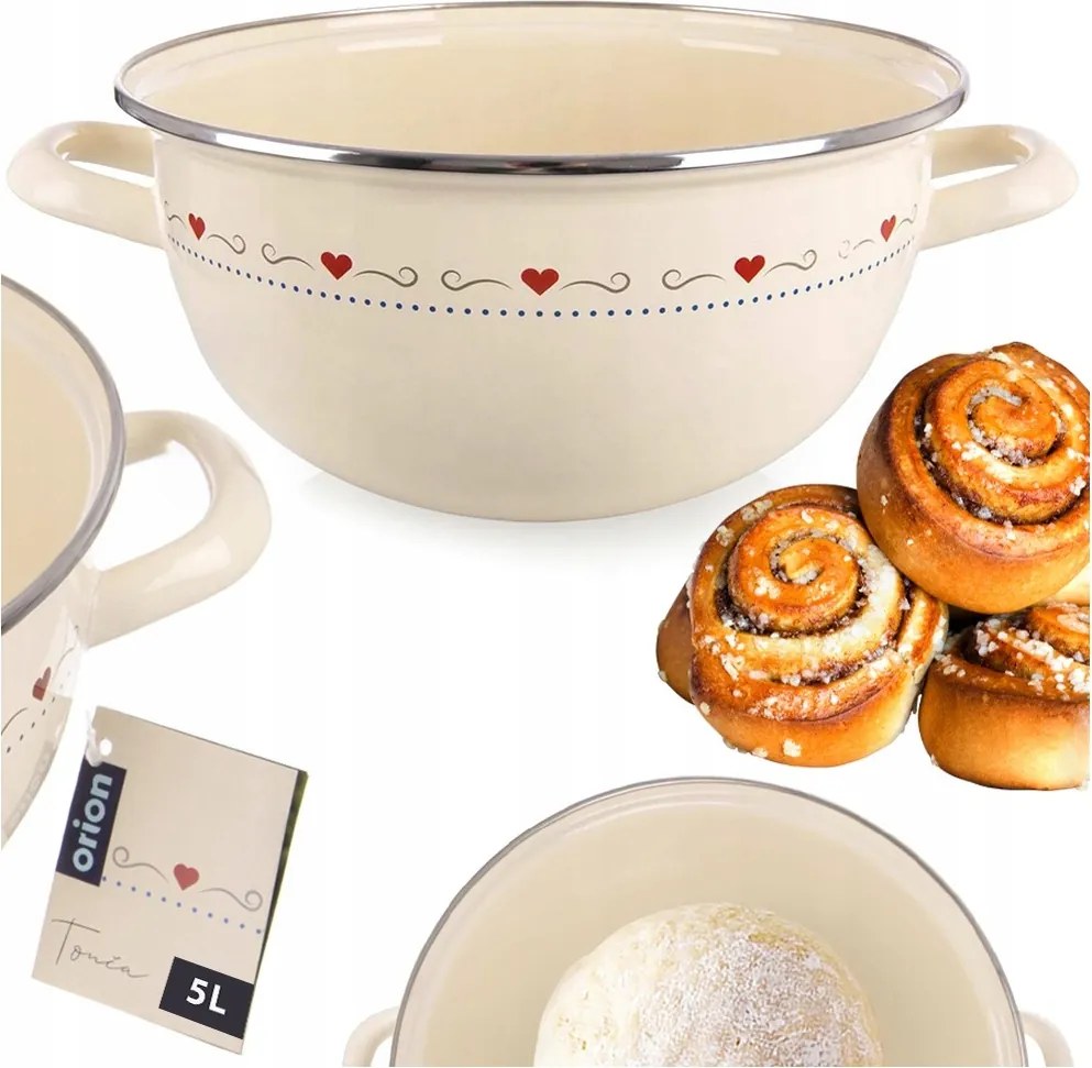 Zománcozott konyhai keverőtál saláta tészta dagasztáshoz 33 cm 5L