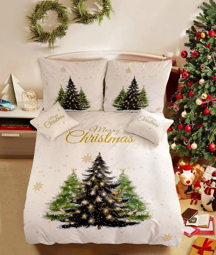 3D Pamut ágyneműhuzat MERRY TREES fehér + párnahuzat 40x50 cm ingyenes Ágyneműhuzat mérete: 70 x 90 cm | 140 x 200 cm