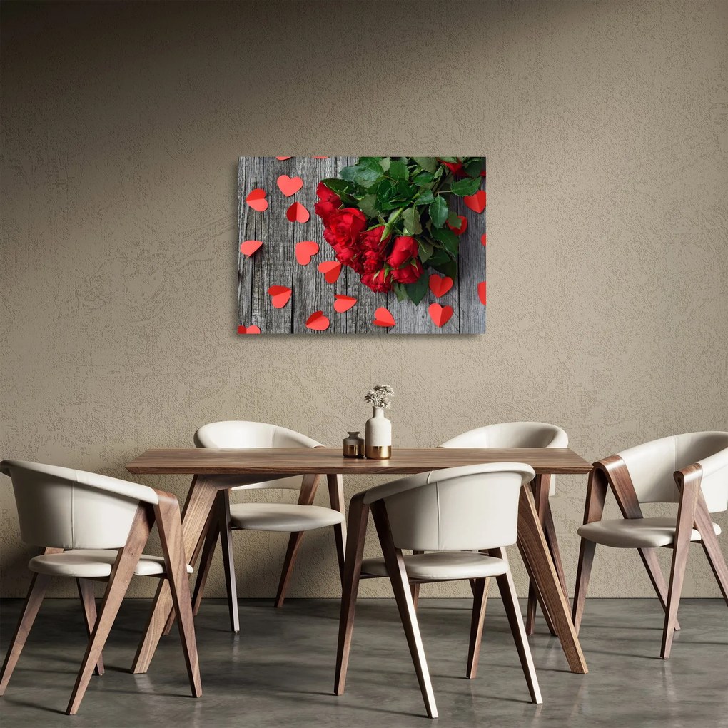 Kép - csokor rózsa (üvegen) (70x50 cm)