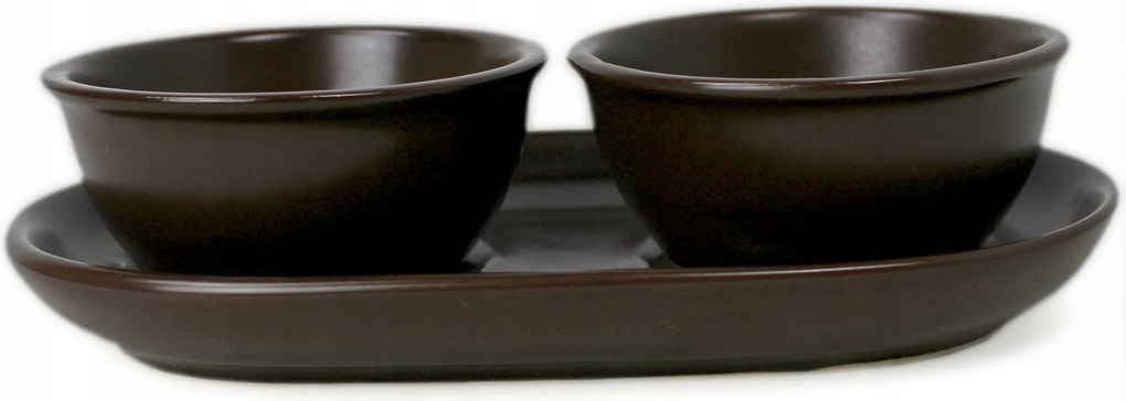 Kerámia mártogatós tál szett sötétbarna