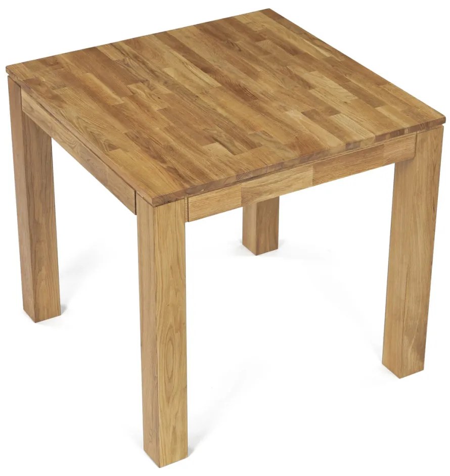 Jídelní stůl 80x80x75 cm, masiv dub bílý, povrchová úprava olejem, nohy 8x8 cm