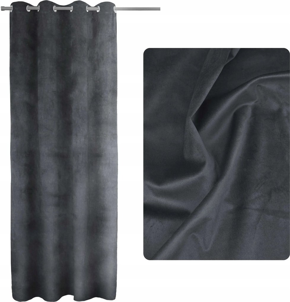 Sötétítő függöny velúr nappali 140x250 Sötétszürke Pacific