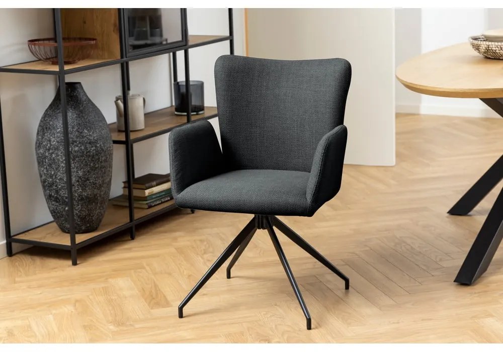 Sötétszürke kárpitozott karfás étkezőfotel szett 2 db-os Laura – Actona