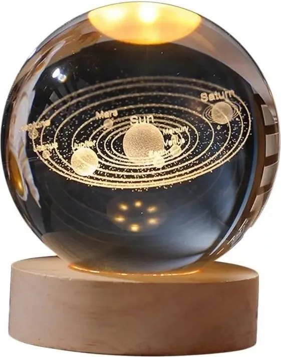 Megvilágított Kristály Led Gömb Napelemes Rendszer Fa Alappal