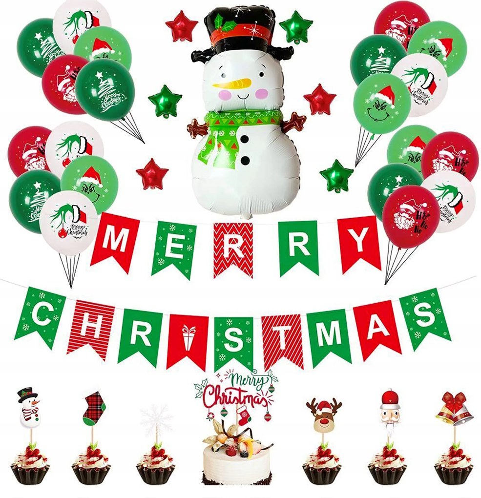 Karácsonyi dísz szett hóemberrel karácsonyi dekoráció 37db-os