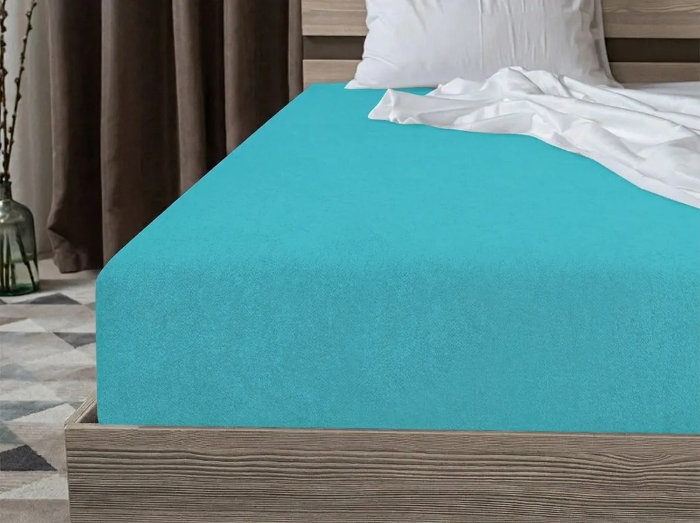 Frottír gumis lepedő PREMIUM türkiz 160x200 cm