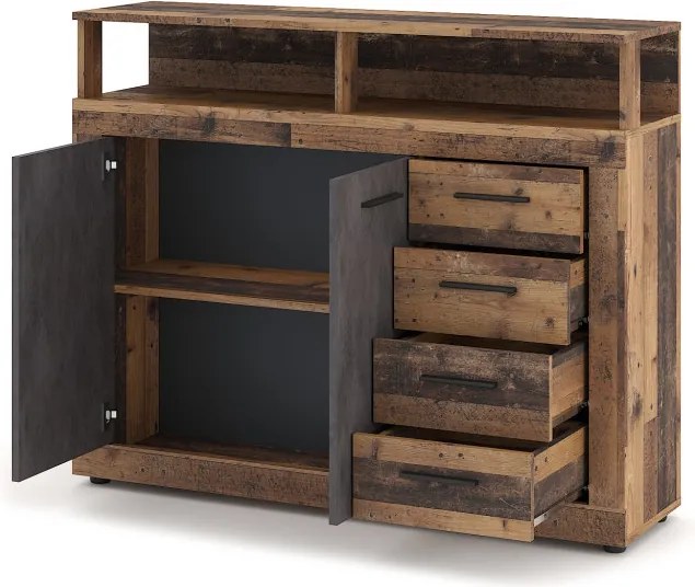 Komód 2 ajtóval és 4 fiókkal Old Style Dark / Matera színkombinációban – LUNA MIDI A