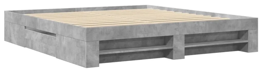 betonszürke szerelt fa ágykeret matrac nélkül 180 x 200 cm