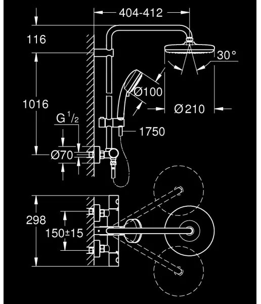 GROHE 27922001 - TEMPESTA COSMOPOLITAN 210 zuhanyszett fényes króm