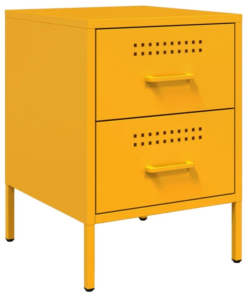 Mustársárga acél éjjeliszekrény 36 x 39 x 50,5 cm